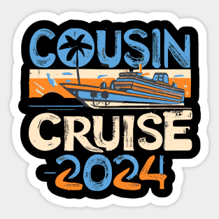 Funny Cousin Cruise 2024 Retro Family Matching Reunion Trip Sticker